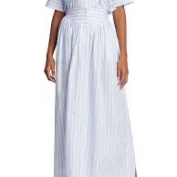 Rosetta Getty Dresses & Skirts - NEW ROSETTA GETTY  Gathered Yoke Maxi Skirt - Baby Blue White - size Large